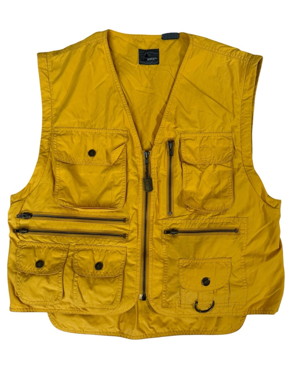 Vintage Lizwear Utility Fishing Vest Jacket Mustard Zip Off Sleeves Gorpcore LG